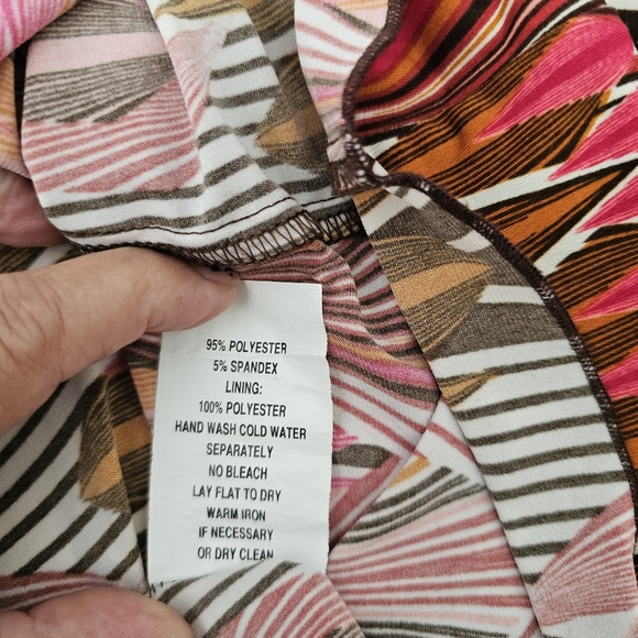 Rabbit Rabbit Rabbit Womens Dress 14 Tropical Pattern Multi Red Brown - Picture 6 of 6